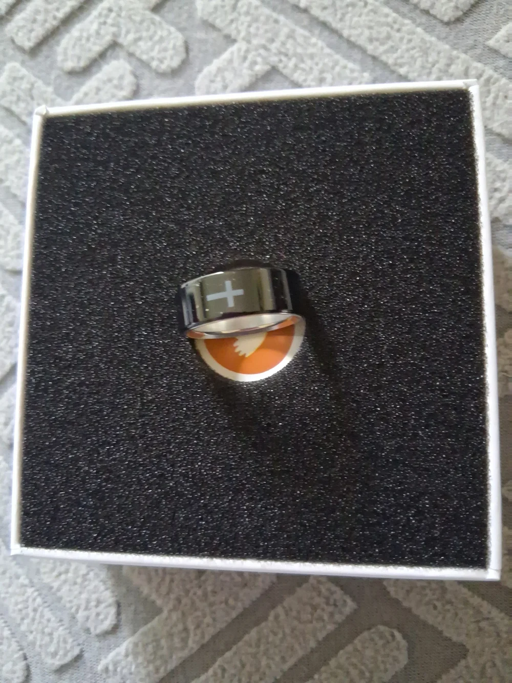 Confidein Cross Accent Stainless Steel Ring - Black